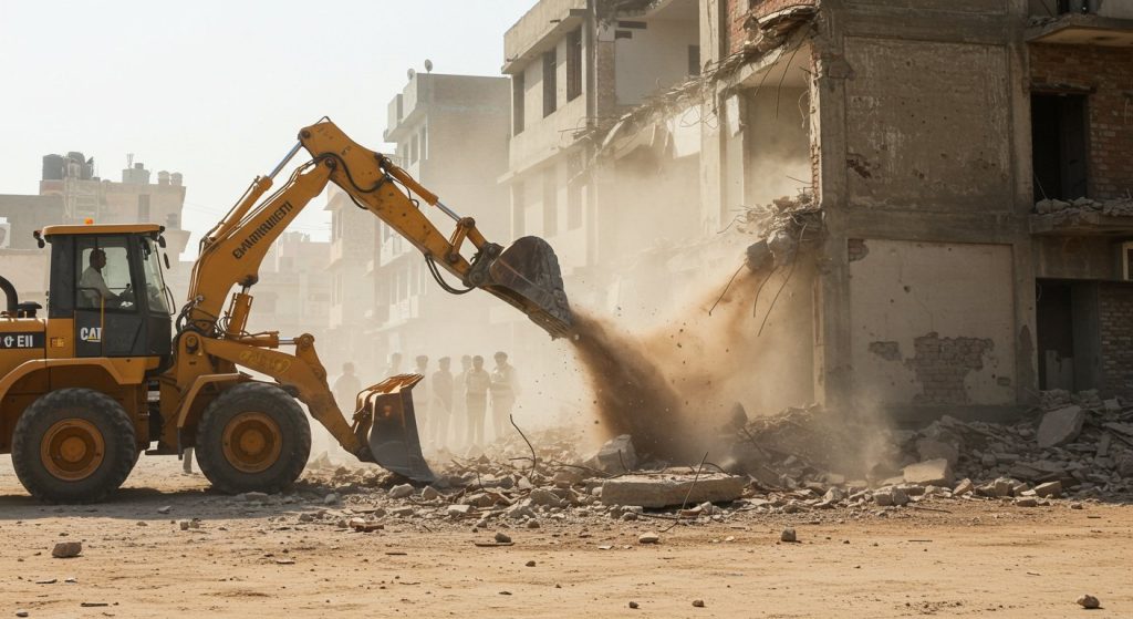 ADA's Bulldozer Roars in Tajganj: Amar Enclave Demolished, Many Illegal Constructions Sealed