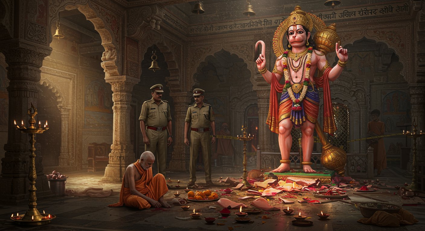 आगरा में हनुमान मंदिर अपवित्र: पुजारी पर जानलेवा हमला, प्रतिमा खंडित, पुलिस ने आरोपी को दबोचा