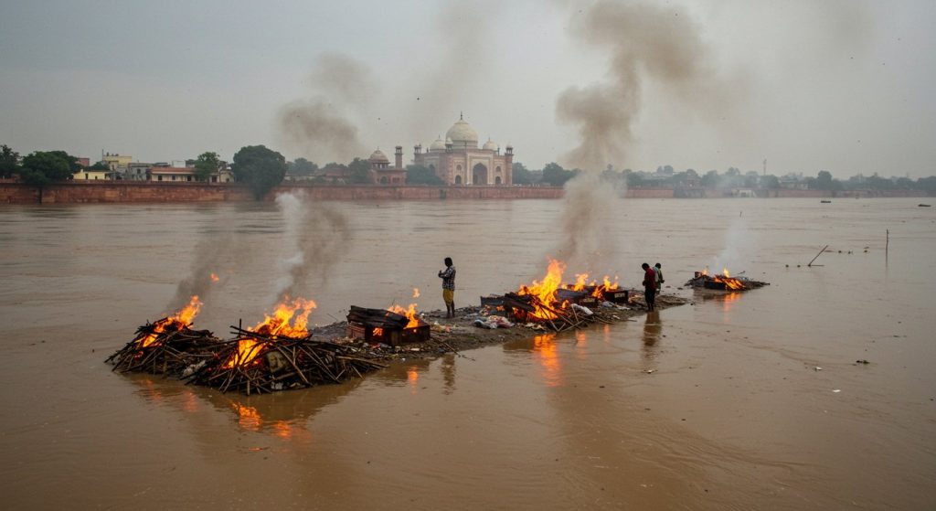 Raging Yamuna in Agra: Taj View Point submerged, pyres burned on road for last rites