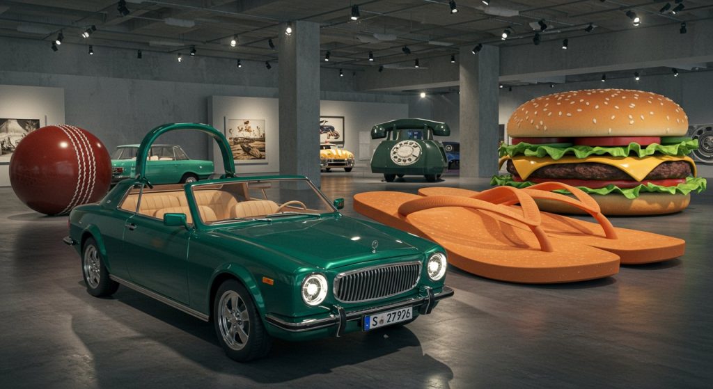 Amazing! In Sudha Car Museum, you won't find cars, but mobile purses, sandals, and burgers!