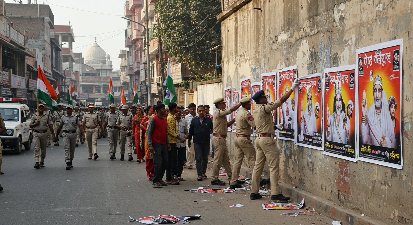 अलीगढ़ में ‘आई लव मोहम्मद’ के पोस्टर से हड़कंप: पुलिस ने हटाए, जुलूस की कोशिश पर फ्लैगमार्च