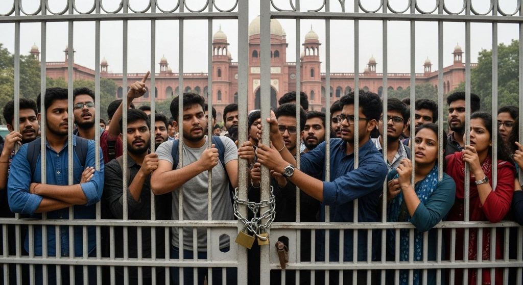 Major Uproar at Aligarh Muslim University: Students Locked Paramedical College Gate Demanding Stipends