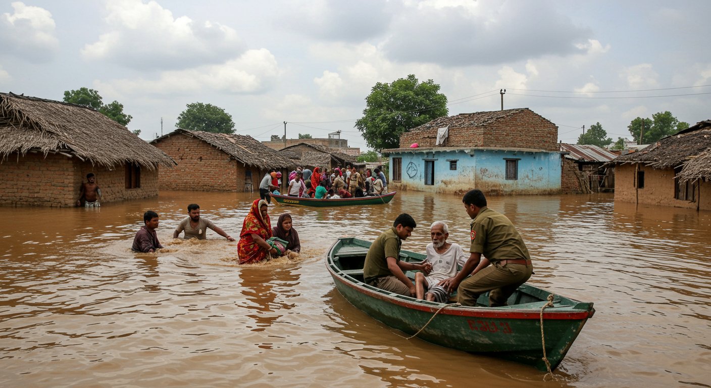 Flood's Fury in Tappal, Aligarh: 21 Rescued, Two Prevented From Drowning, Sick Elderly Person Also Saved