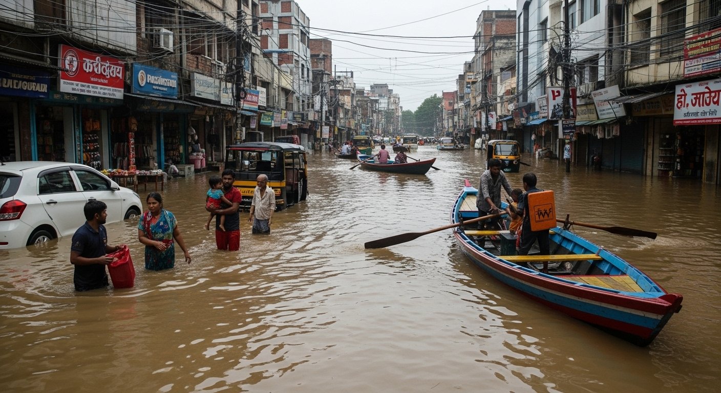 Aligarh Battered by Heavy Rains: Municipal Corporation's Failures Exposed, Homes and Shops Inundated, Boats Ply Roads