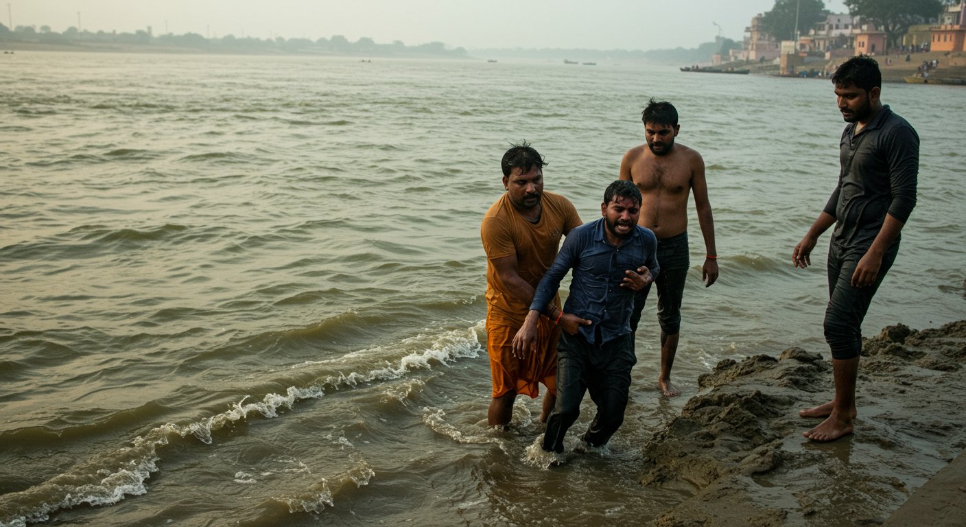 Amroha: Tragic Fishing Accident in Ganga, Three Friends Swept Away, One Dies, Two Rescued