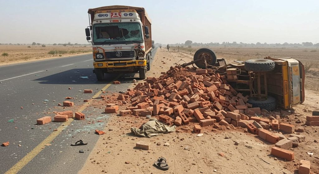Amroha: Speed's Havoc – Speeding Truck Mows Down Tractor-Trolley; Two Sambhal Laborers Tragically Killed, Buried Under Bricks