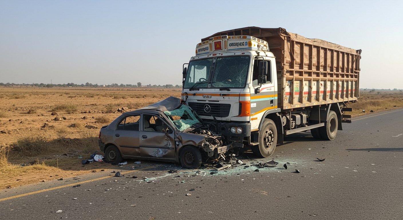 Andhra Pradesh: Horrific Collision Between Car and Truck, Entire Family of 7 Wiped Out Instantly; Bodies Mangled
