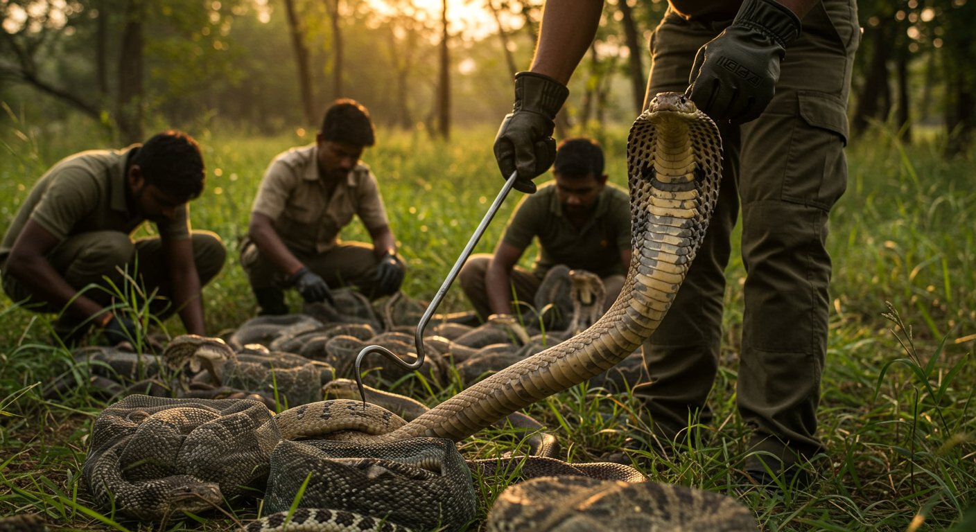 First-ever camera capture of a massive snake rescue; dozens of venomous snakes saved simultaneously!