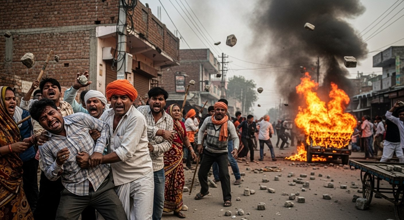 Horrific Incident in UP: Animal Smugglers Murder Youth; Enraged Mob Beats and Holds One Smuggler Hostage; Arson and Stone-Pelting Cause Havoc in the Area.