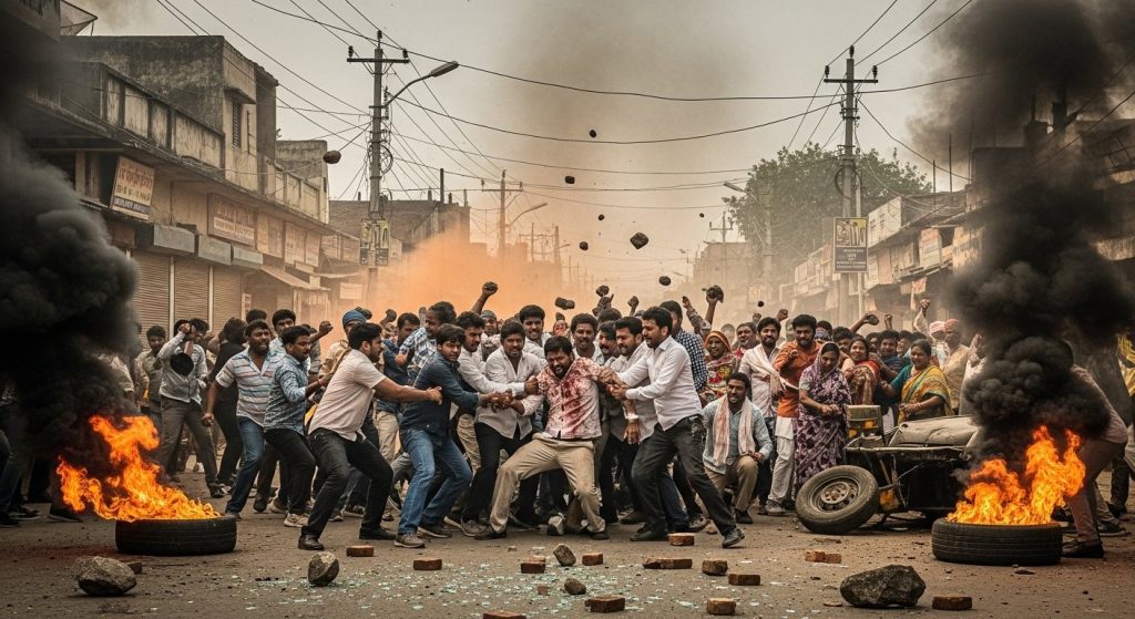 Animal Smugglers' Terror in UP: Massive Crowd Erupts After Youth's Murder, Arson and Stone-Pelting Cause Tension, One Smuggler Brutally Beaten by Mob
