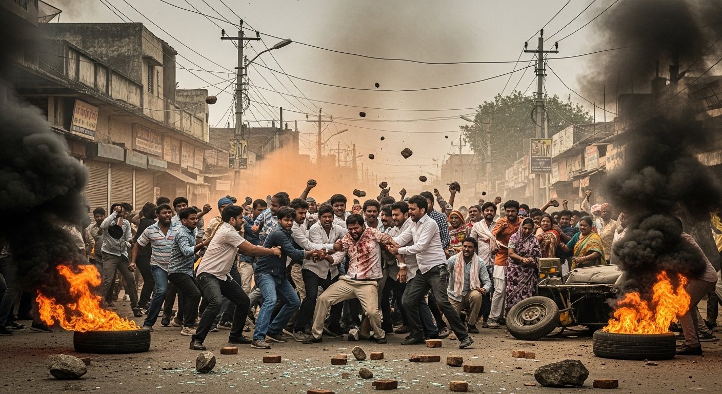 Animal Smugglers' Terror in UP: Massive Crowd Erupts After Youth's Murder, Arson and Stone-Pelting Cause Tension, One Smuggler Brutally Beaten by Mob