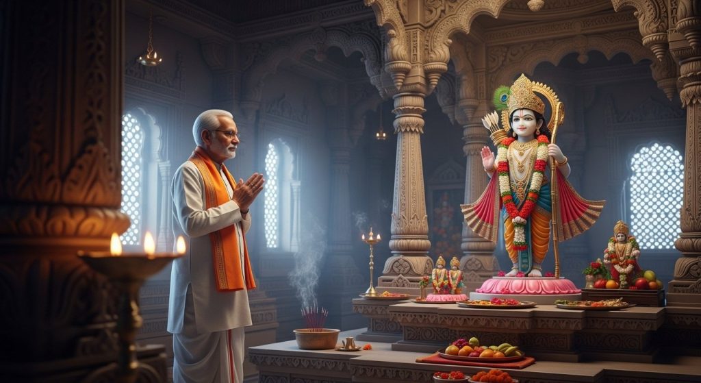 Former Karnataka Chief Minister Yeddyurappa visits Ram Lalla, takes blessings in Ayodhya.