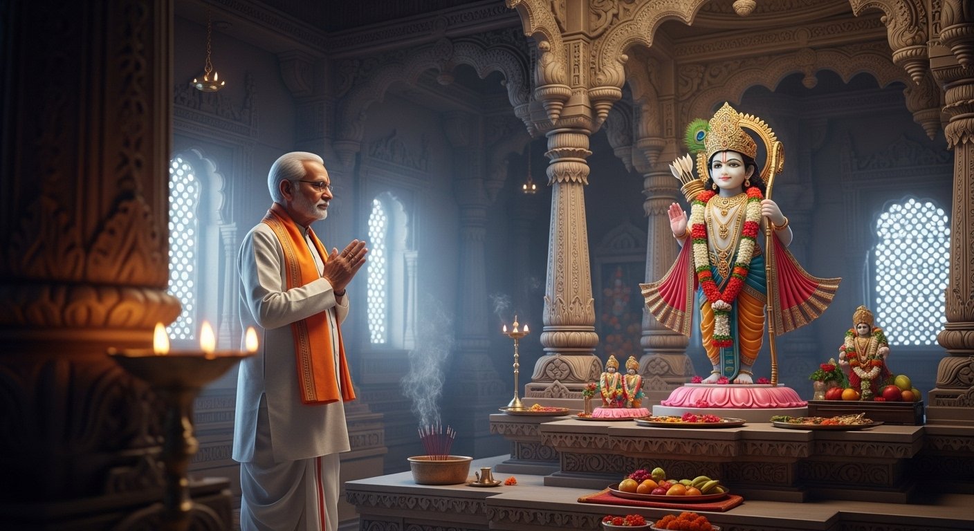 Former Karnataka Chief Minister Yeddyurappa visits Ram Lalla, takes blessings in Ayodhya.