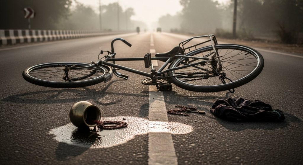 Horrific Accident in Barabanki: Cyclist Returning from Temple Crushed by Speeding Vehicle, Mutilated Body Found on Road