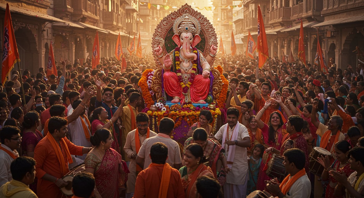 Bareilly Bids Grand Farewell to Ganpati Bappa: Devotees Dance to Devotional Songs, Photos Go Viral