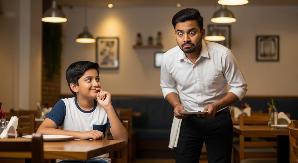 Boy's Prank: Confused Waiter with a Girl's Voice, Leaving the Poor Fellow Embarrassed!