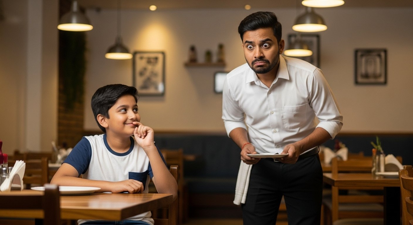 Boy's Prank: Confused Waiter with a Girl's Voice, Leaving the Poor Fellow Embarrassed!