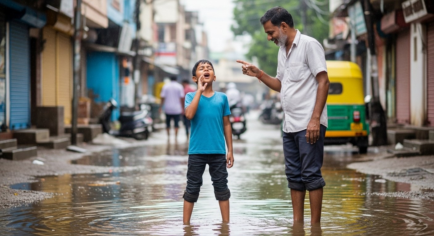 Boy singing on a submerged road learned a lesson: A person changed the lyrics of 'Bheegi Bheegi Sadkon Pe'!