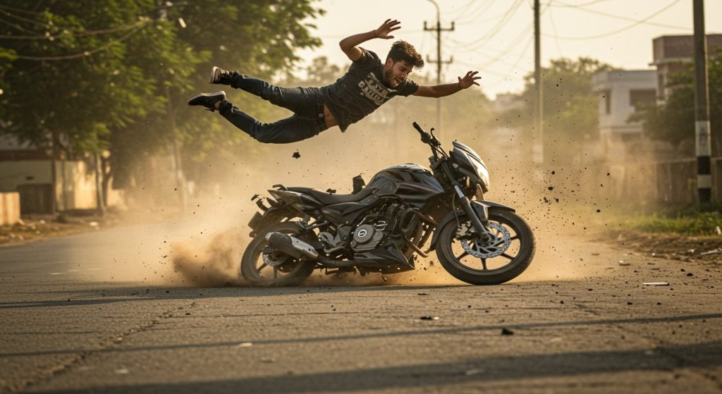 Dangerous Stunt's Horrific End: Boy Stunting on Bike in Heart-Stopping Accident, Video Goes Viral!