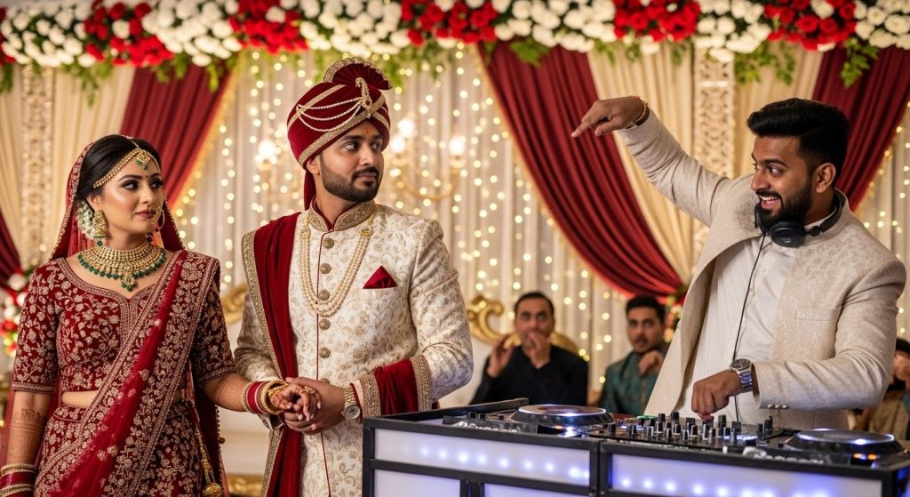 The bride was standing holding the groom's hand, the DJ did something that left everyone stunned!