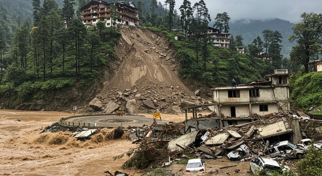 Building Endangered by Landslide in Shimla: Circular Road Closed; Cloudburst in Kinnaur, 2 Vehicles Swept Away, 3-Storey House Collapsed in Kumarsain