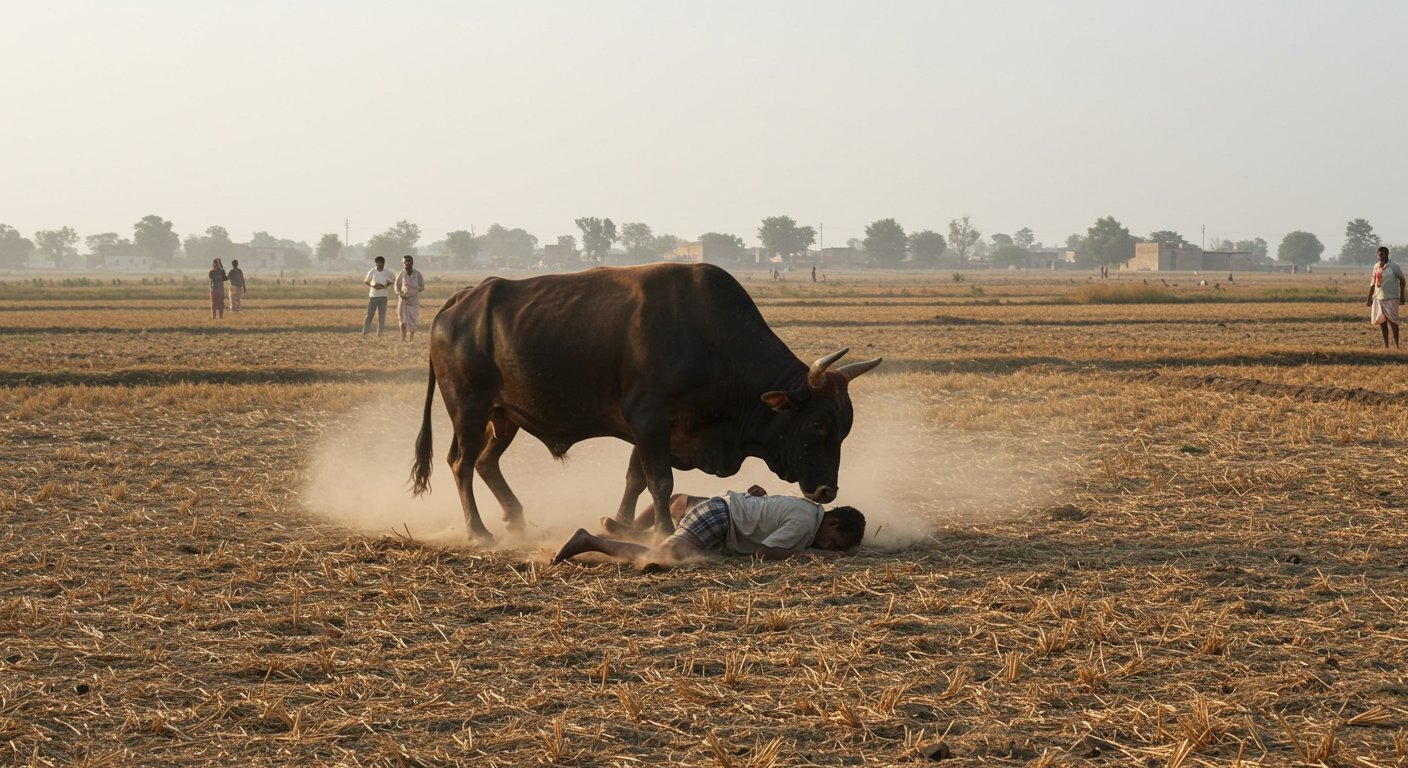 Uttar Pradesh: Bull tosses farmer in air, slams him to death; video leaves people terrified!