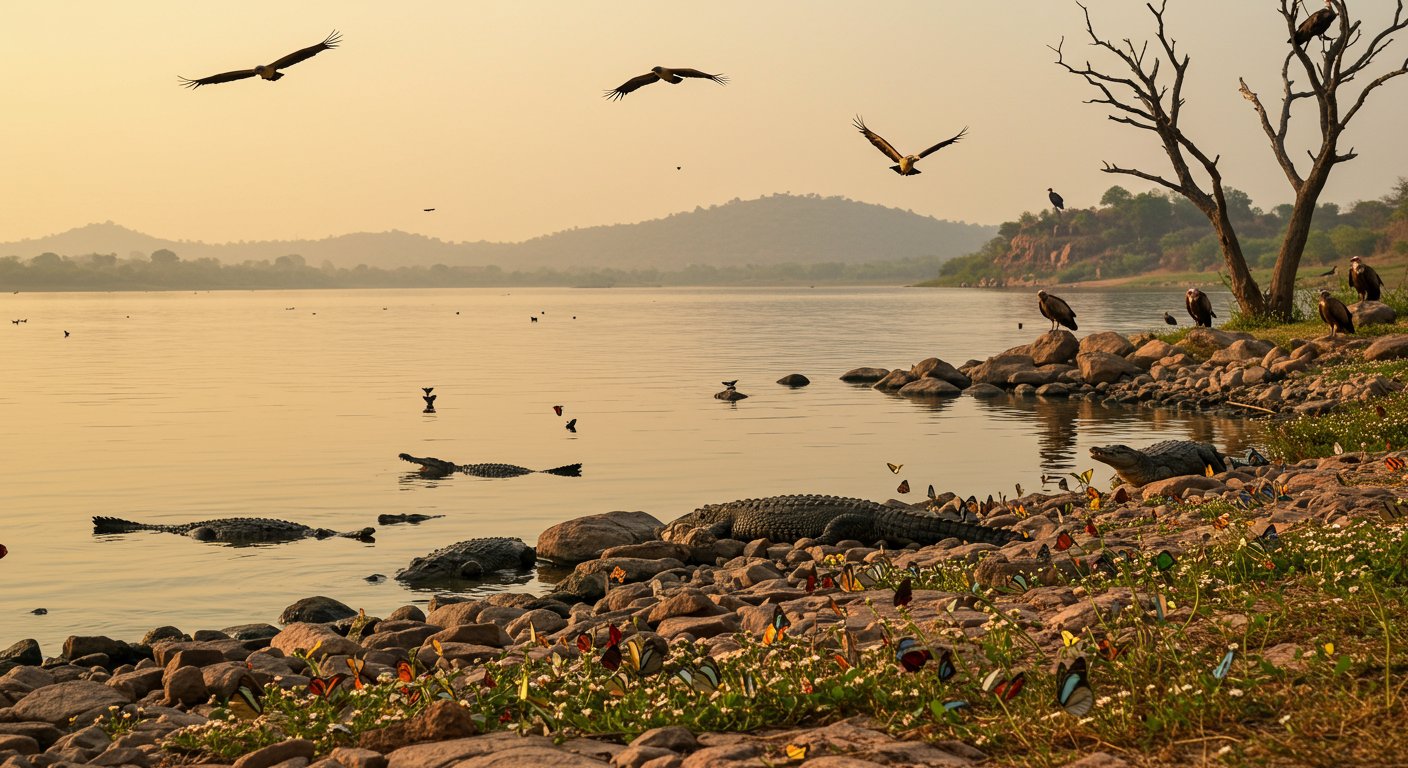 Vibrancy of Wildlife Returns to Gandhi Sagar: Significant Rise in Butterfly, Crocodile, and Vulture Numbers