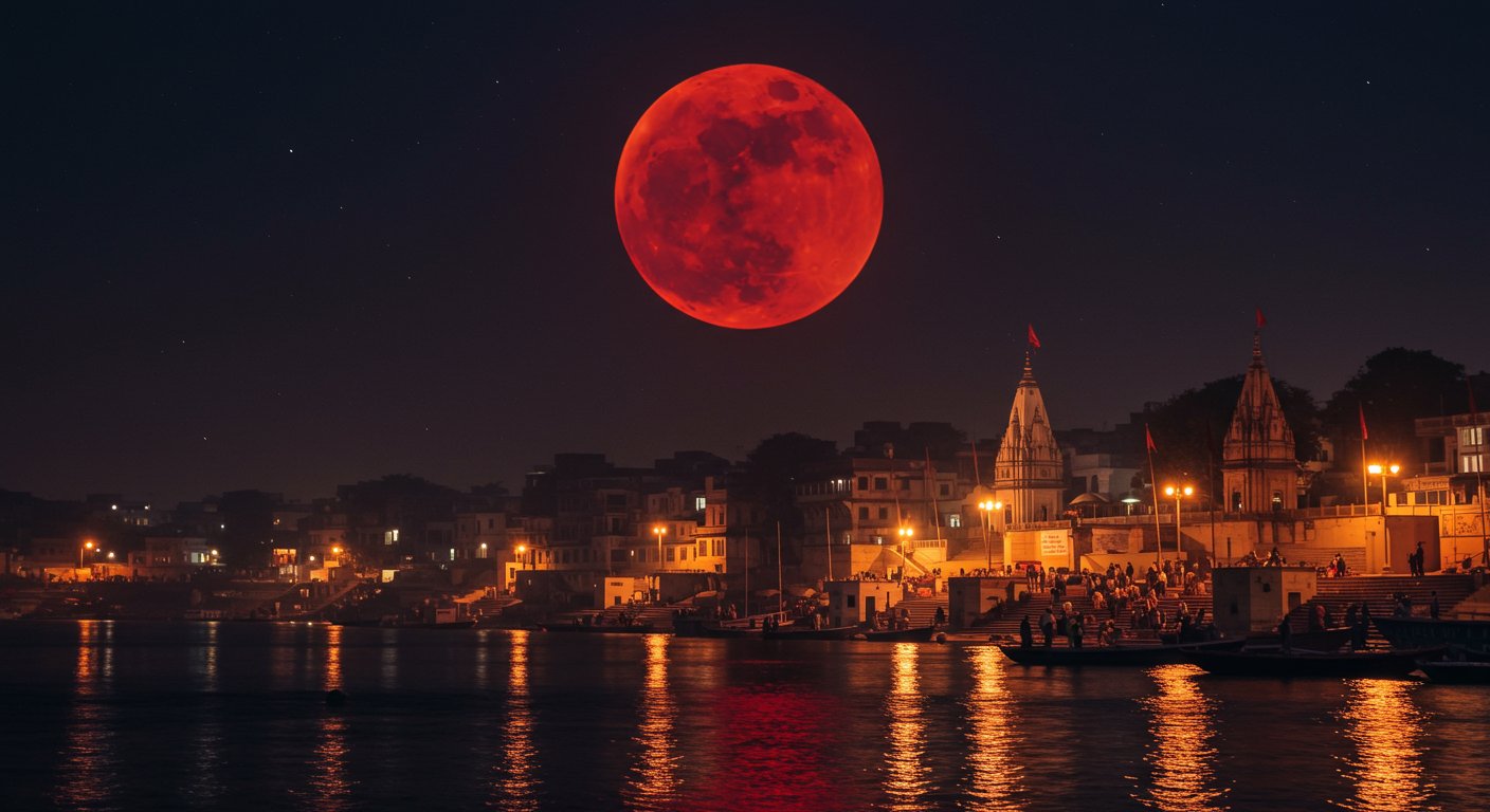 Spectacular Lunar Eclipse Seen in Kashi: Moon Bathed in Red for 82 Minutes, See Pictures