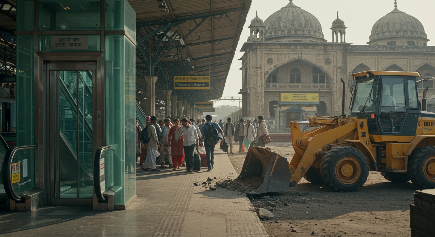 चारबाग स्टेशन पर 75 लाख की लिफ्ट-एस्केलेटर पर बुलडोजर चलाने की तैयारी: हजारों यात्रियों को होगी भारी परेशानी