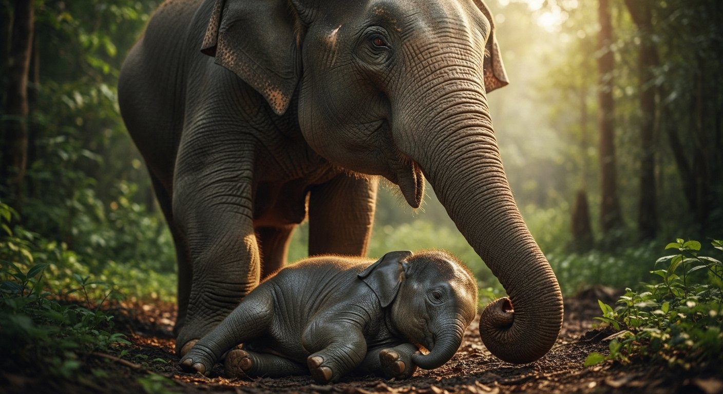 Elephant calf was lifeless after birth, mother elephant brought its life back this way!