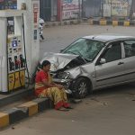 UP: Horrific accident at petrol pump, car crushes seated woman; CCTV footage goes viral