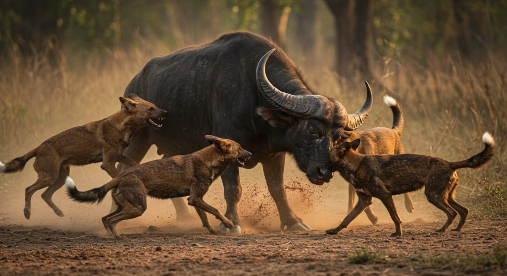 Bloody Battle Between a Buffalo and Wild Dogs: Viral Video, Watch How They Wreaked Havoc on Each Other