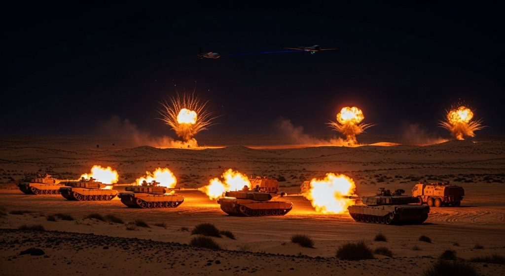 Tanks Obliterate Enemy Targets Under Cover of Darkness: Drone Provided Location, Combat Vehicles Fired; Wargames in Mahajan Range