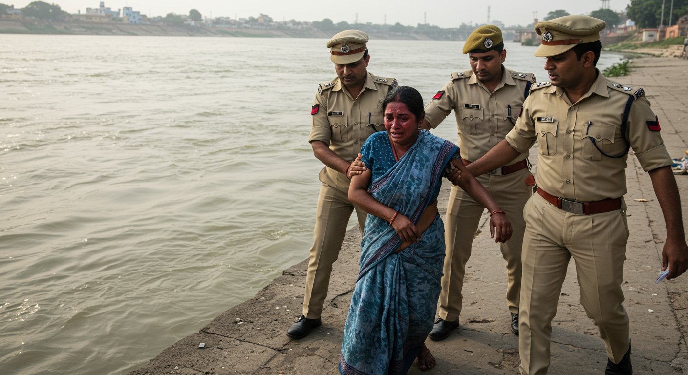 UP: After husband's death, children lost their support; Police rescued a woman about to jump into the Yamuna.