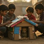 Even after being scolded, children did not abandon humanity, building a lovely home for a puppy from garbage.