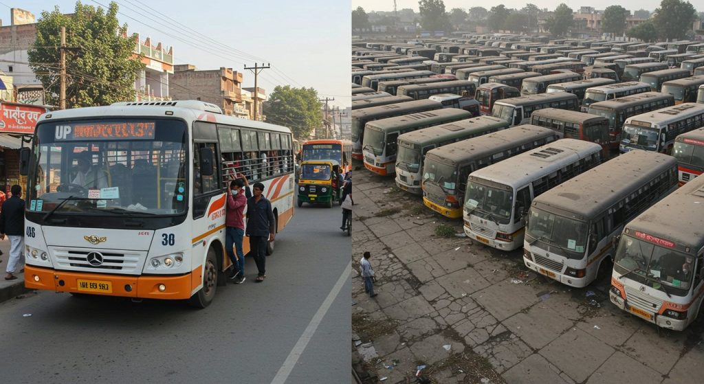 Major Scam in UP: Only 482 out of 741 buses on roads, 259 luxury vehicles gathering dust in depots!