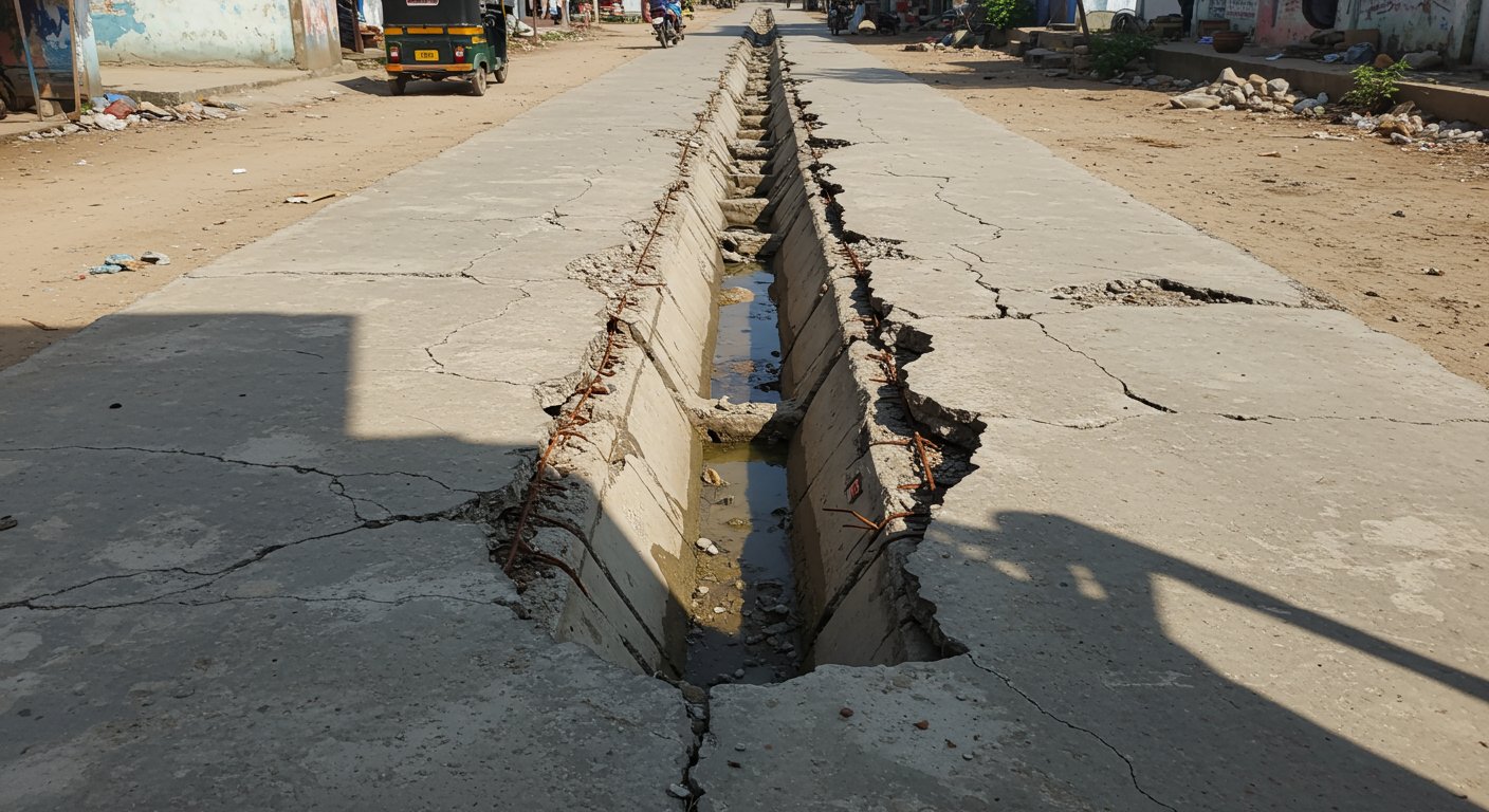 नाला निर्माण में बड़ा घोटाला: घटिया काम पर ठेकेदार को नोटिस, मांगा जवाब