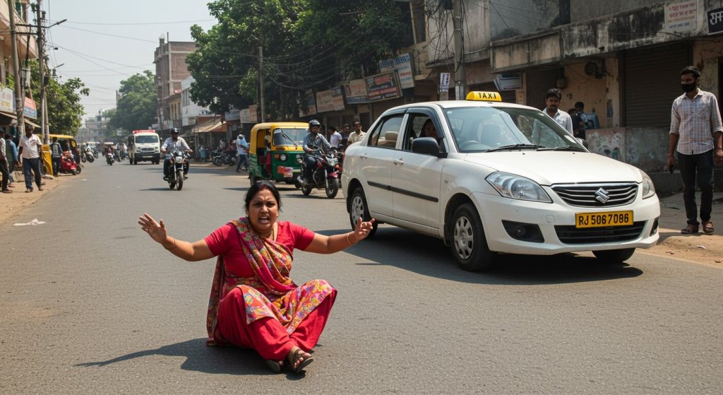 Driver refused to go beyond the designated drop-off location: Female passenger did this shocking act in the middle of the road, video viral!
