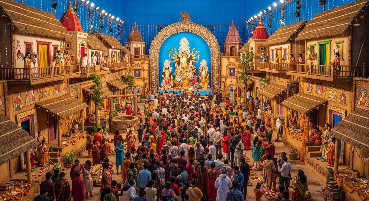 दुर्गा पूजा 2025: यूपी के इस जिले में पंडाल में सजाया पूरा गांव, हजारों की भीड़ देख आप भी कहेंगे ‘अद्भुत’!