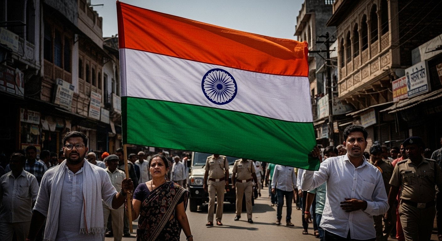 Hathras: Something else written on National Flag instead of Ashoka Chakra, two arrested, sedition case filed.