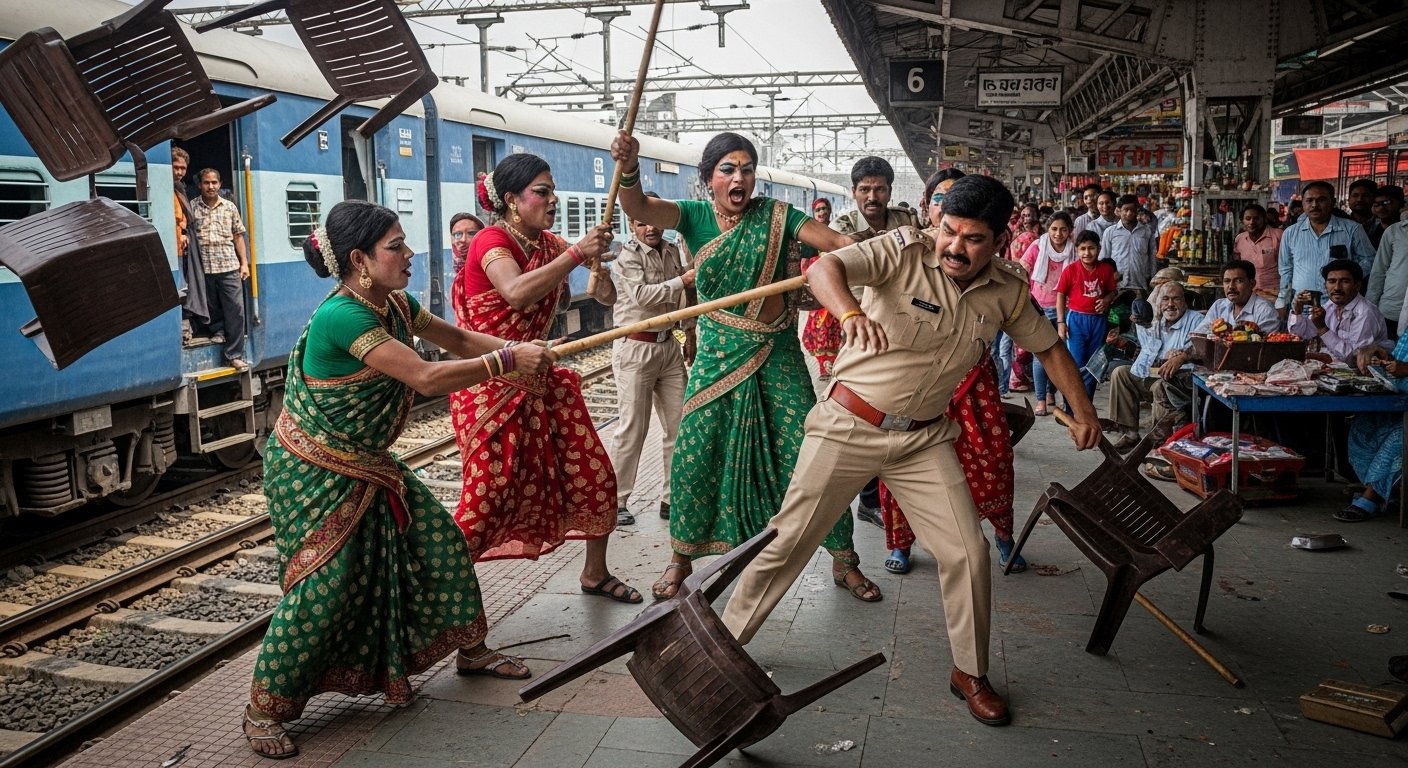 Transgenders' Rampage at Deoria Railway Station: Inspector Chased and Beaten, Chairs Also Thrown