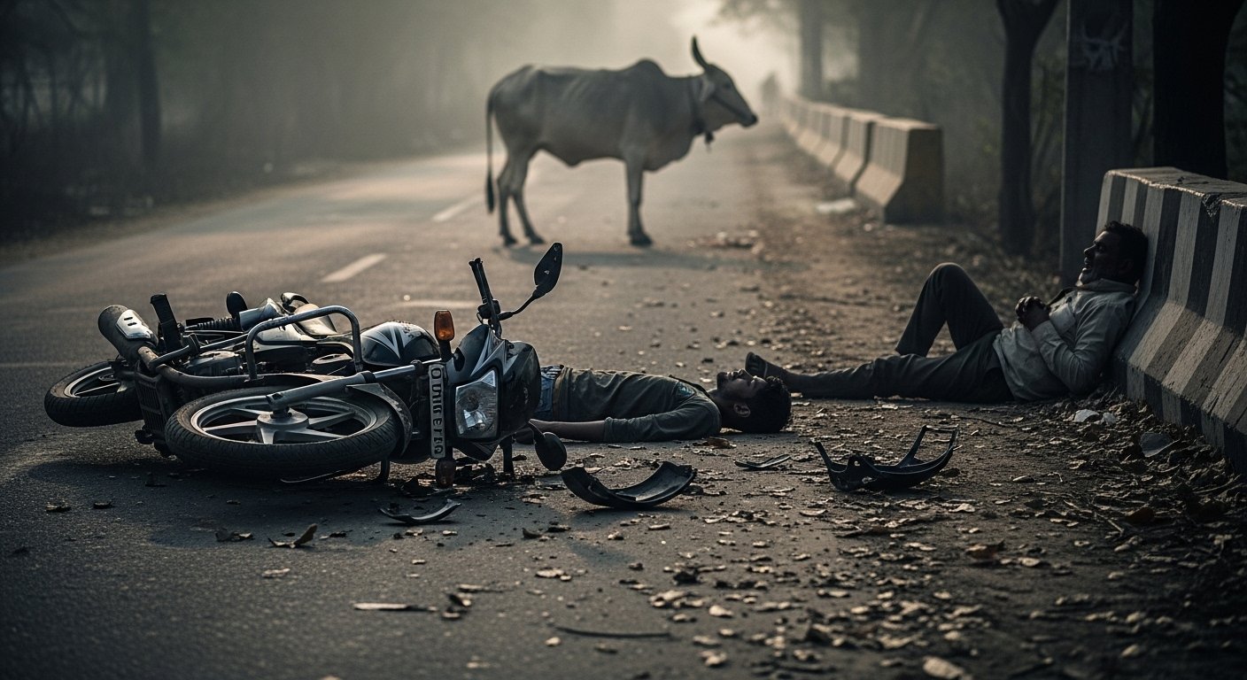 Tragic Accident in Fatehpur: Bike Hits Stray Animal, Nephew Dies On Spot, Uncle Seriously Injured