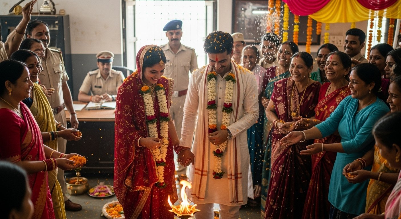फतेहपुर: पुलिस चौकी में प्रेमी जोड़े ने लिए सात फेरे, तीन साल के प्यार को मिली मंजिल, लोगों ने बरसाया आशीर्वाद