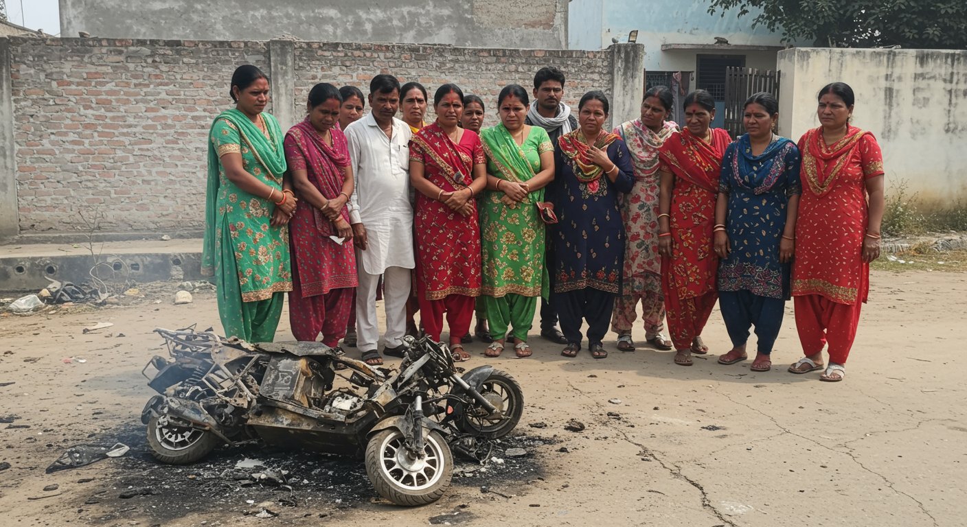 Tragic accident in UP: Massive fire engulfs e-scooter, elderly couple burnt alive, family in mourning