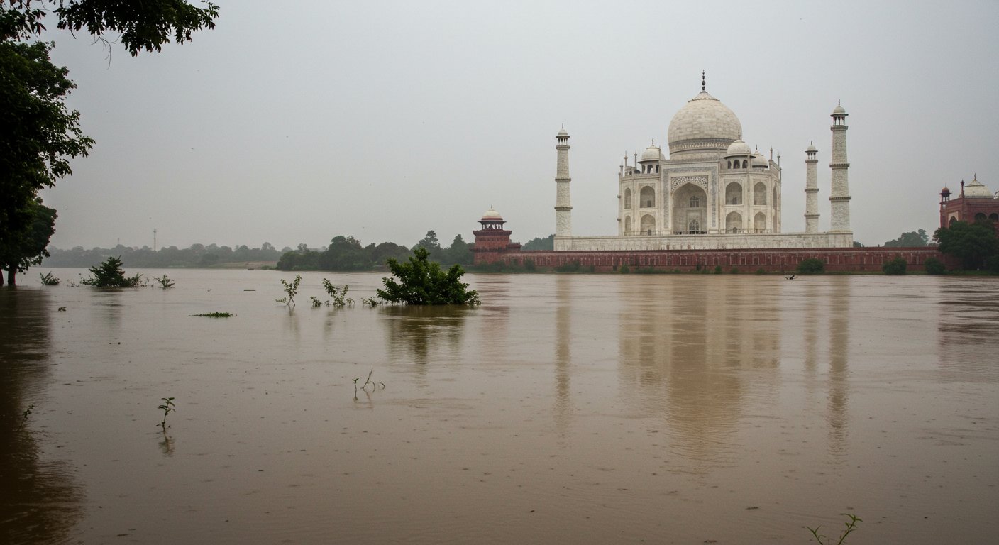 Yamuna Water Level Above Danger Mark, Park Behind Taj Mahal Submerged; Another Flood Alert In UP