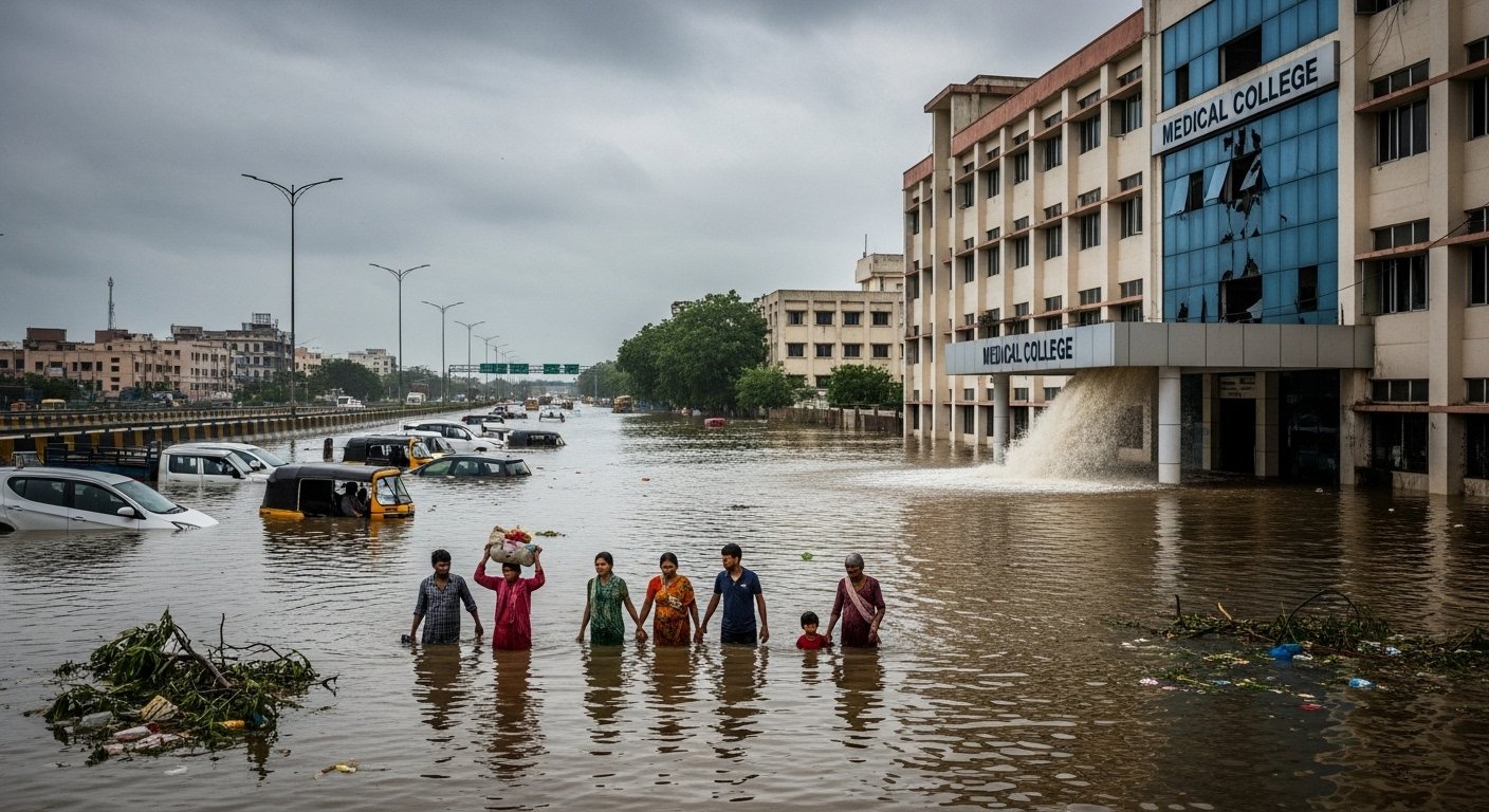 Flood havoc in Shahjahanpur: Delhi Highway submerged, Medical College inundated, public life disrupted.