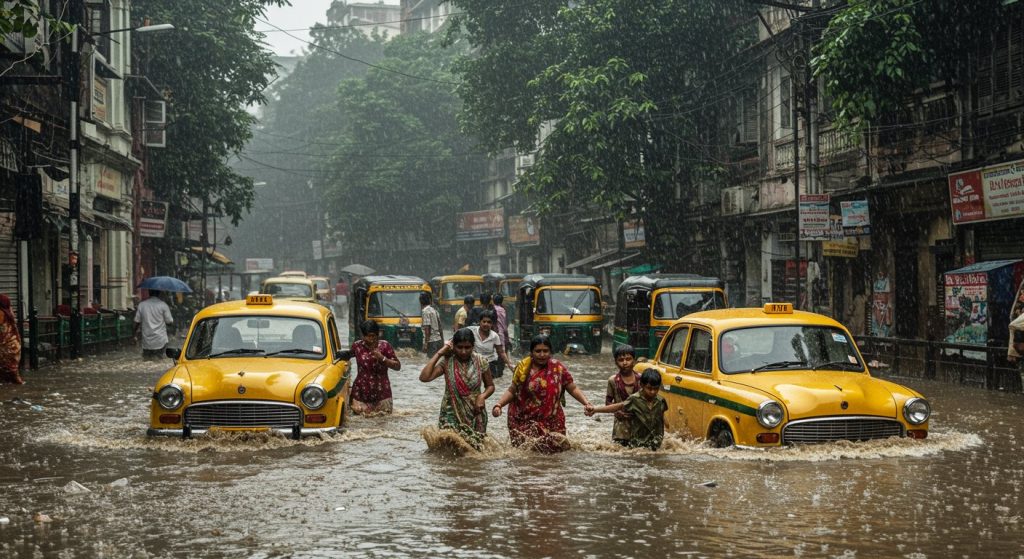 Torrential Rain Wreaks Havoc in Kolkata: 7 Dead, Normal Life Disrupted; 30 Flights Cancelled, Rail-Metro Services Affected