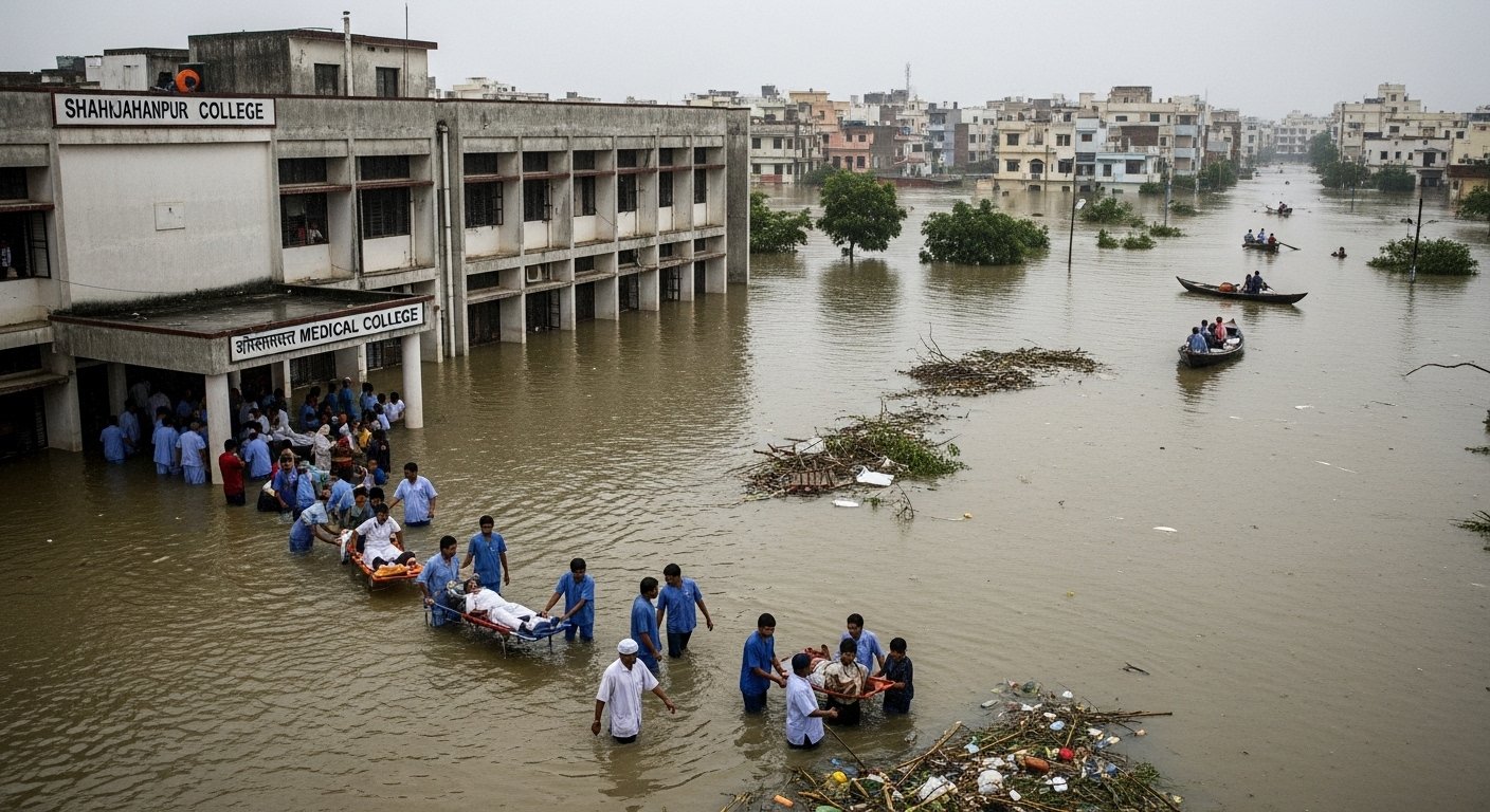 Flood Havoc in Shahjahanpur: Water Enters Government Medical College, Hundreds of Patients Evacuated; Many Colonies Submerged