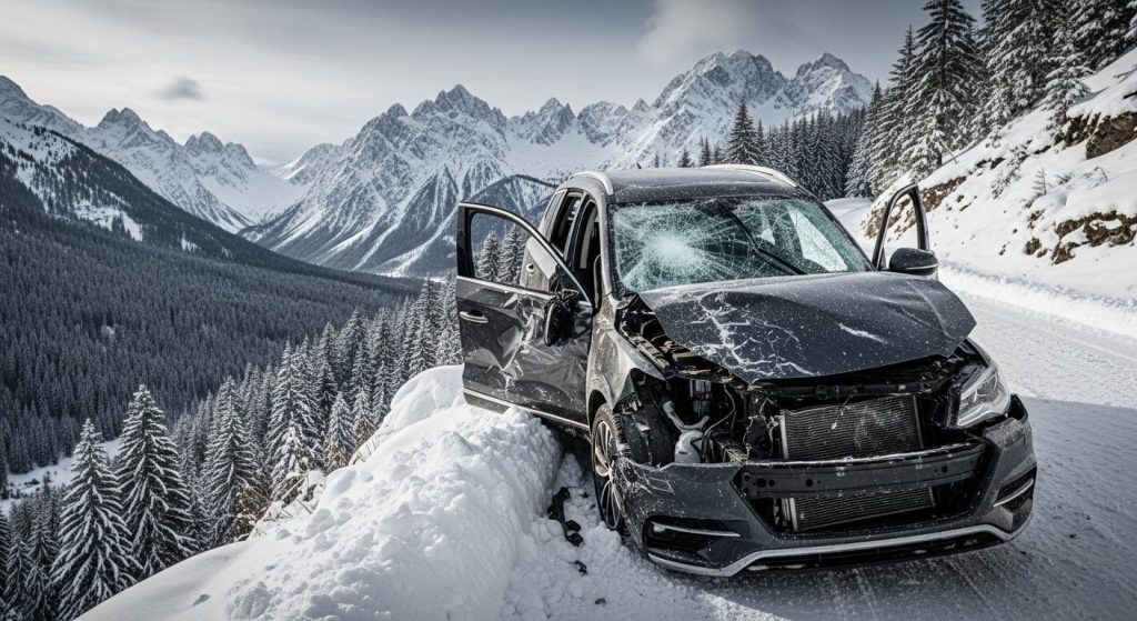 Minor Mistake on Icy Road Turns Deadly: Horrific Accident Caused by Feet on Dashboard!