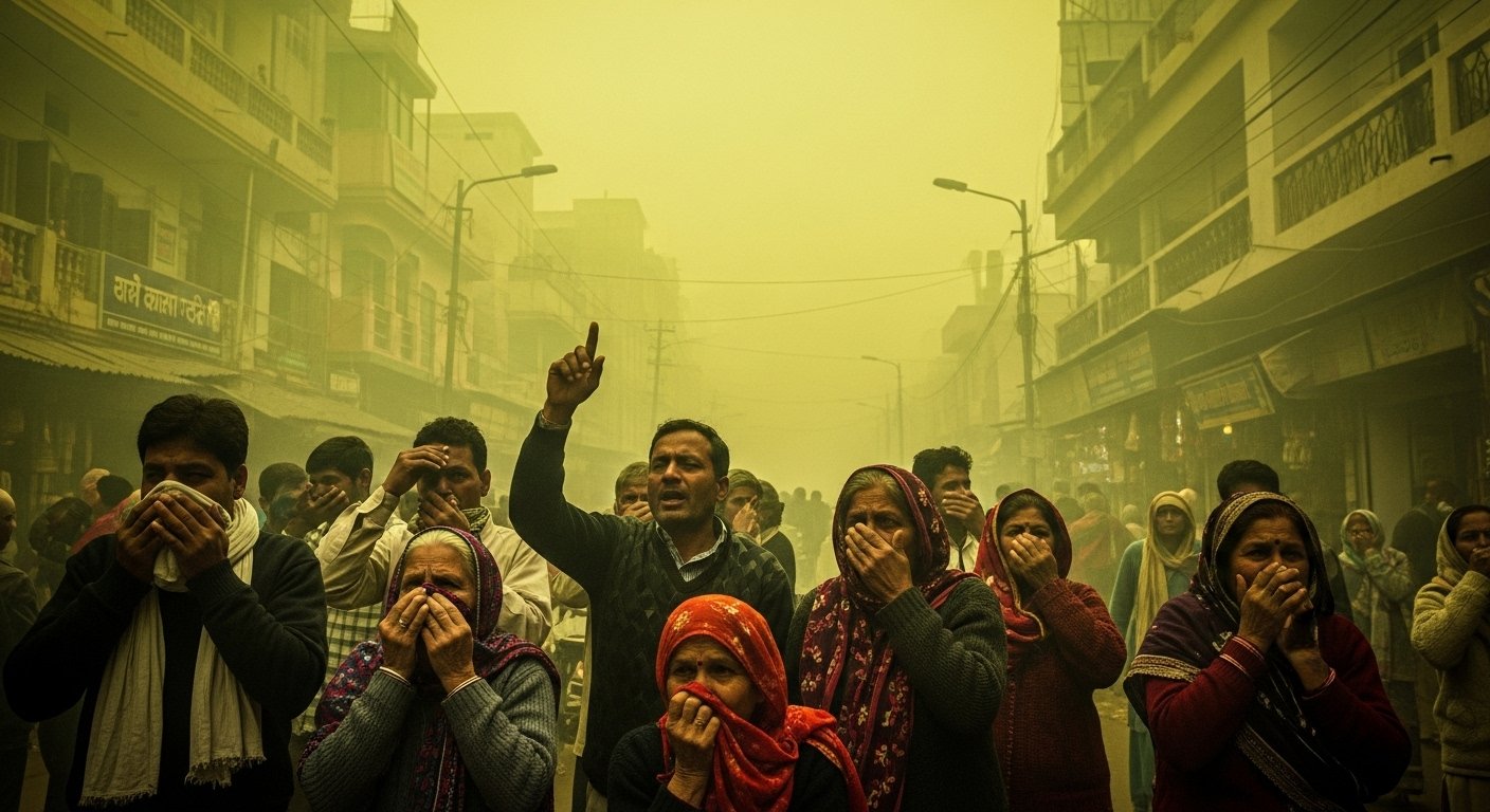 गजरौला में जहरीली धुंध और गैस का कहर: अल्लीपुर भूड़ और मछली मंडी मोहल्ले के लोग सड़क पर उतरे